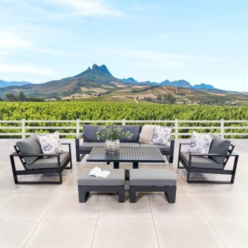 Palm 6-Piece Lounge Sofa Set Charcoal & Grey