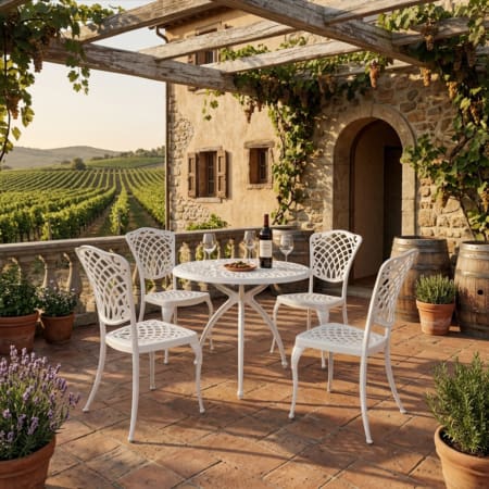 Baswick 4 Seater Bistro Set Soft White