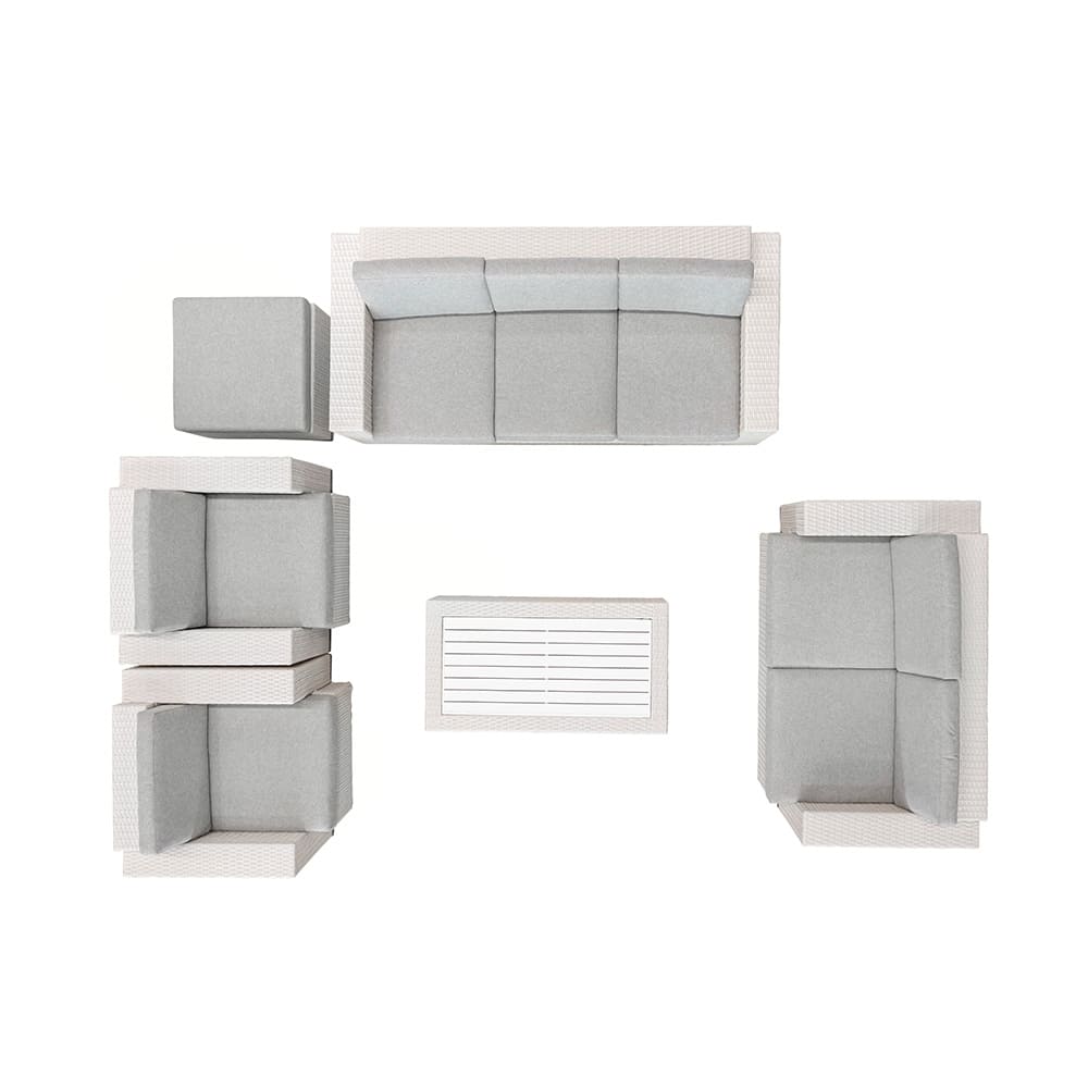 Disa 6 Piece Lounge Sofa Set White & Light Grey Aerial (VB)