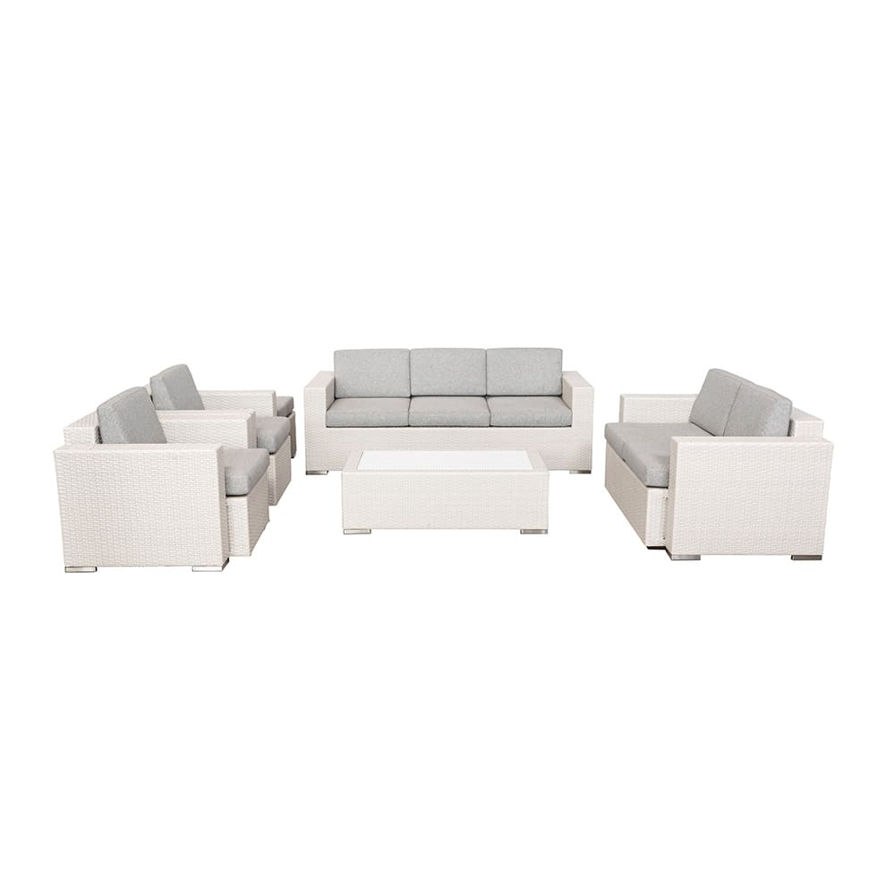 Disa 6 Piece Lounge Sofa Set White & Light Grey (VB)