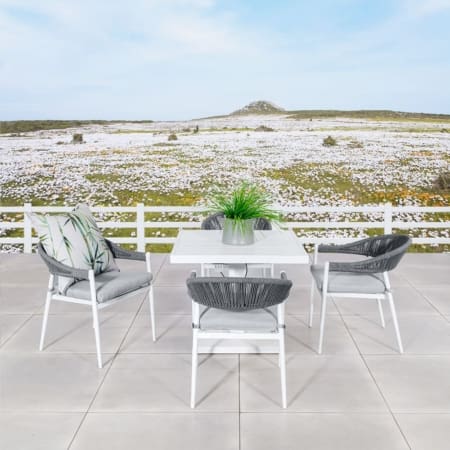 Palm Lifting 4 Seater Dining Set White Grey Lifestyle VB