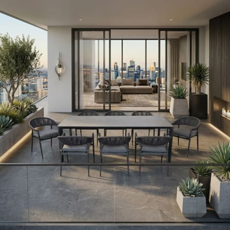 Andrew 8 Seater Dining Set Charcoal