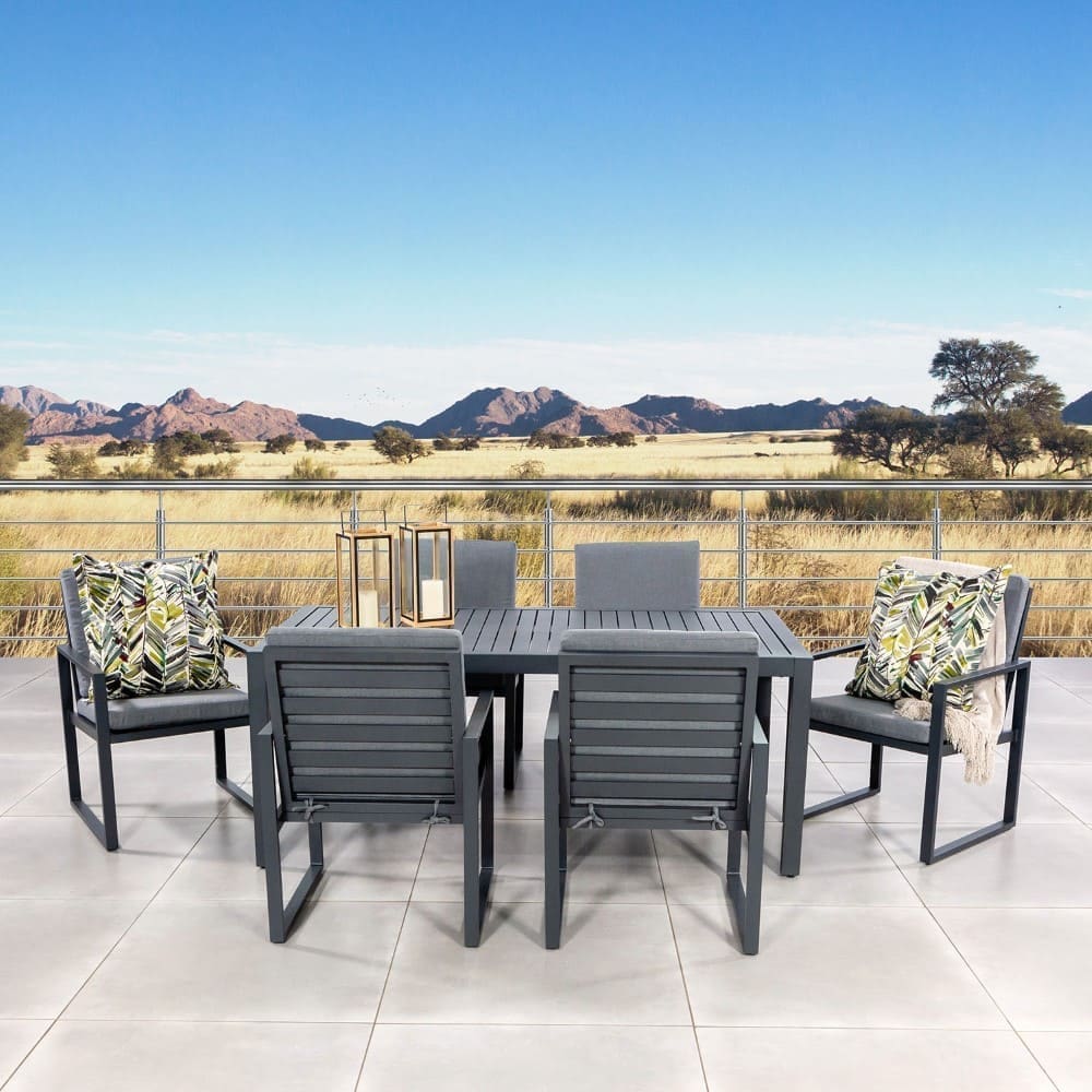 Amalfi 6 Seater Dining Set Charcoal Lifestyle VB