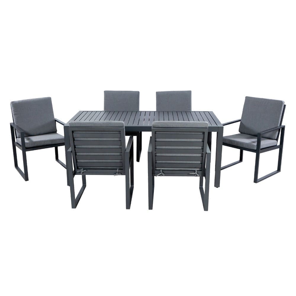 Amalfi 6 Seater Dining Set Charcoal VB