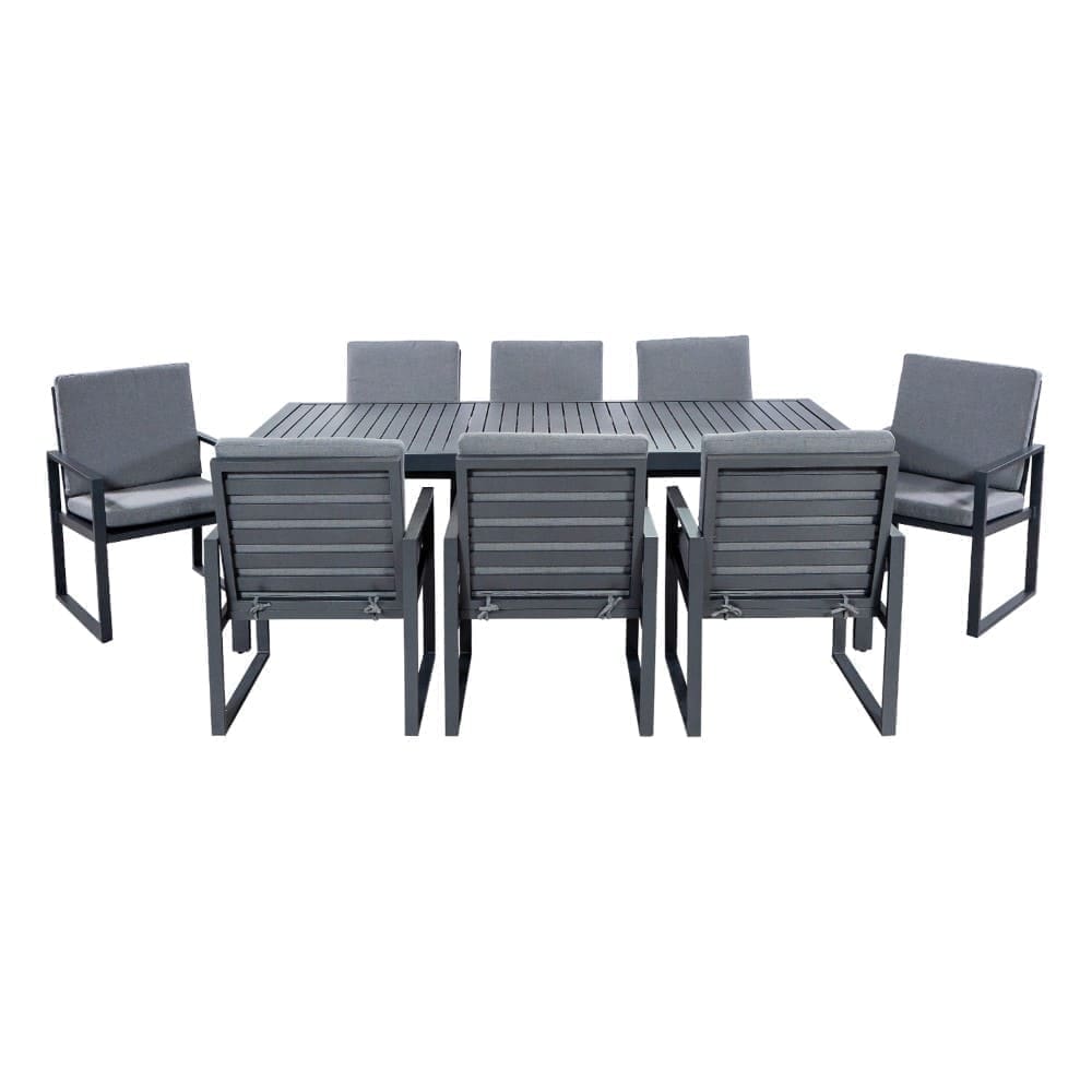 Amalfi 8 Seater Dining Set Charcoal VB