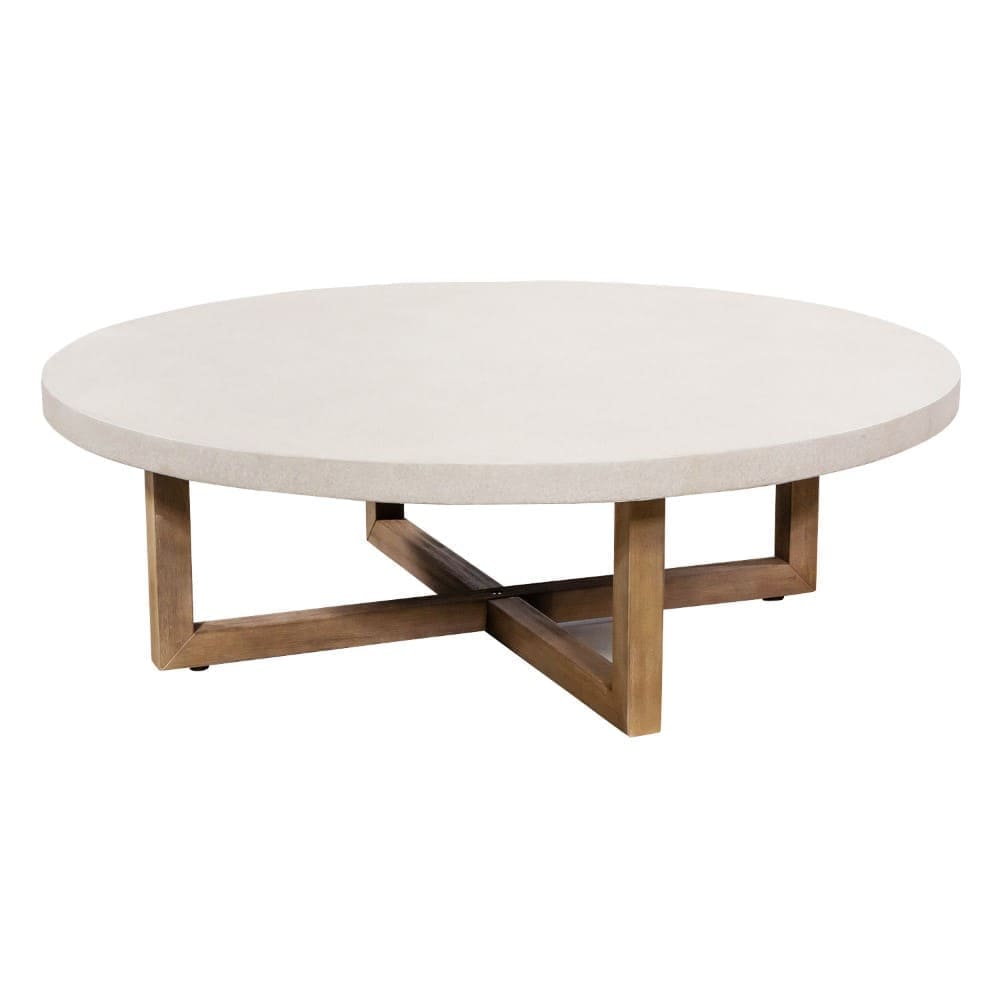 Hagan Round Acacia Wood Lounge Coffee Table Grey VB