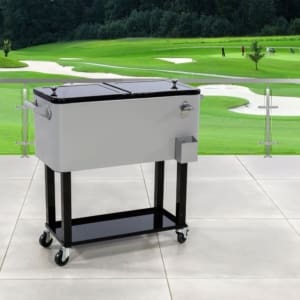 Steel Rolling Cooler Cart Grey Black Lifestyle VB