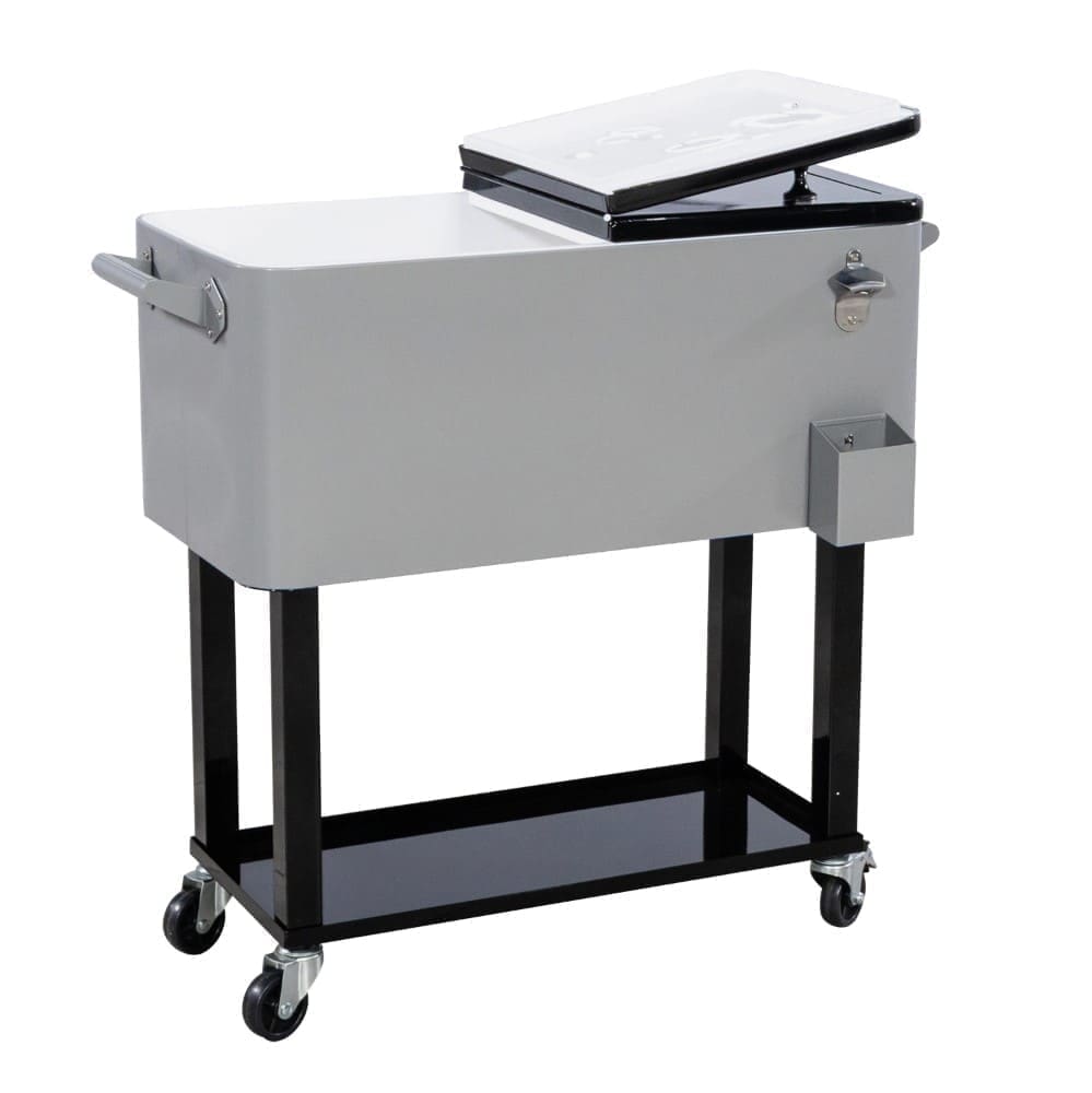 Steel Rolling Cooler Cart Grey Black Open VB