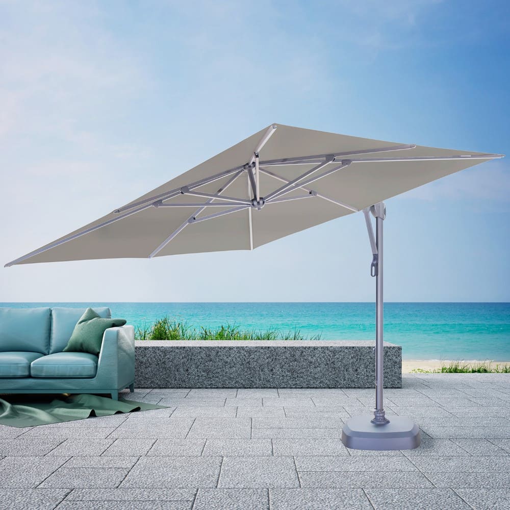 3x3m Sling Umbrella Boulder Lifestyle Tilted VB