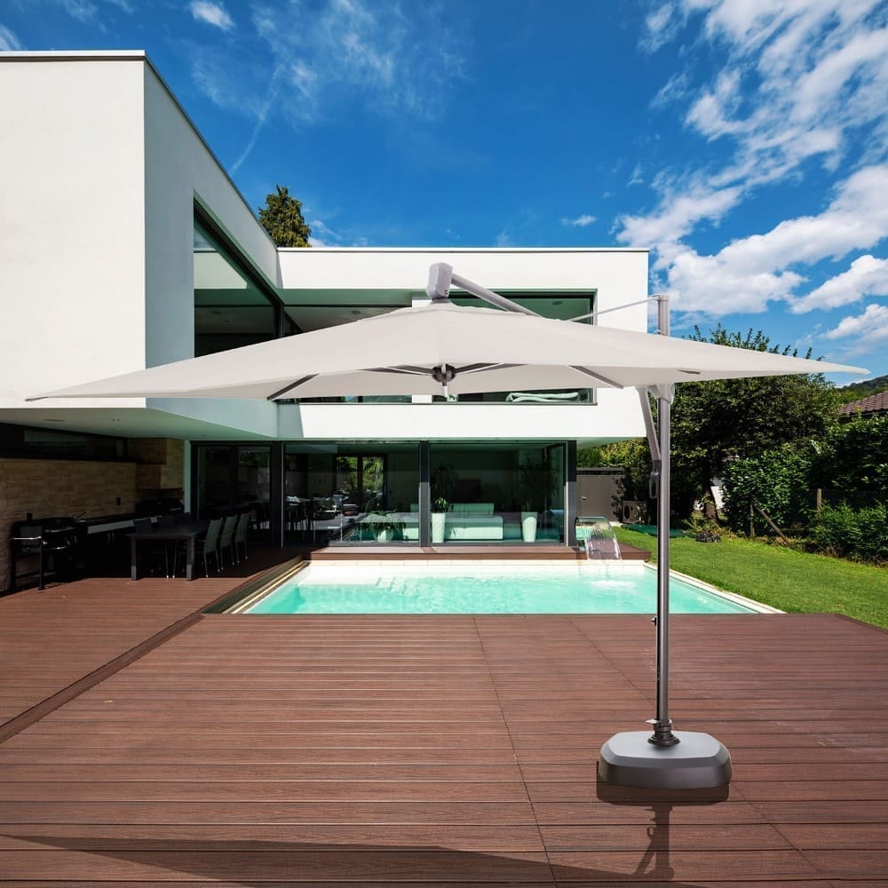 3x3m Sling Umbrella Vanilla Tilted Lifestyle VB