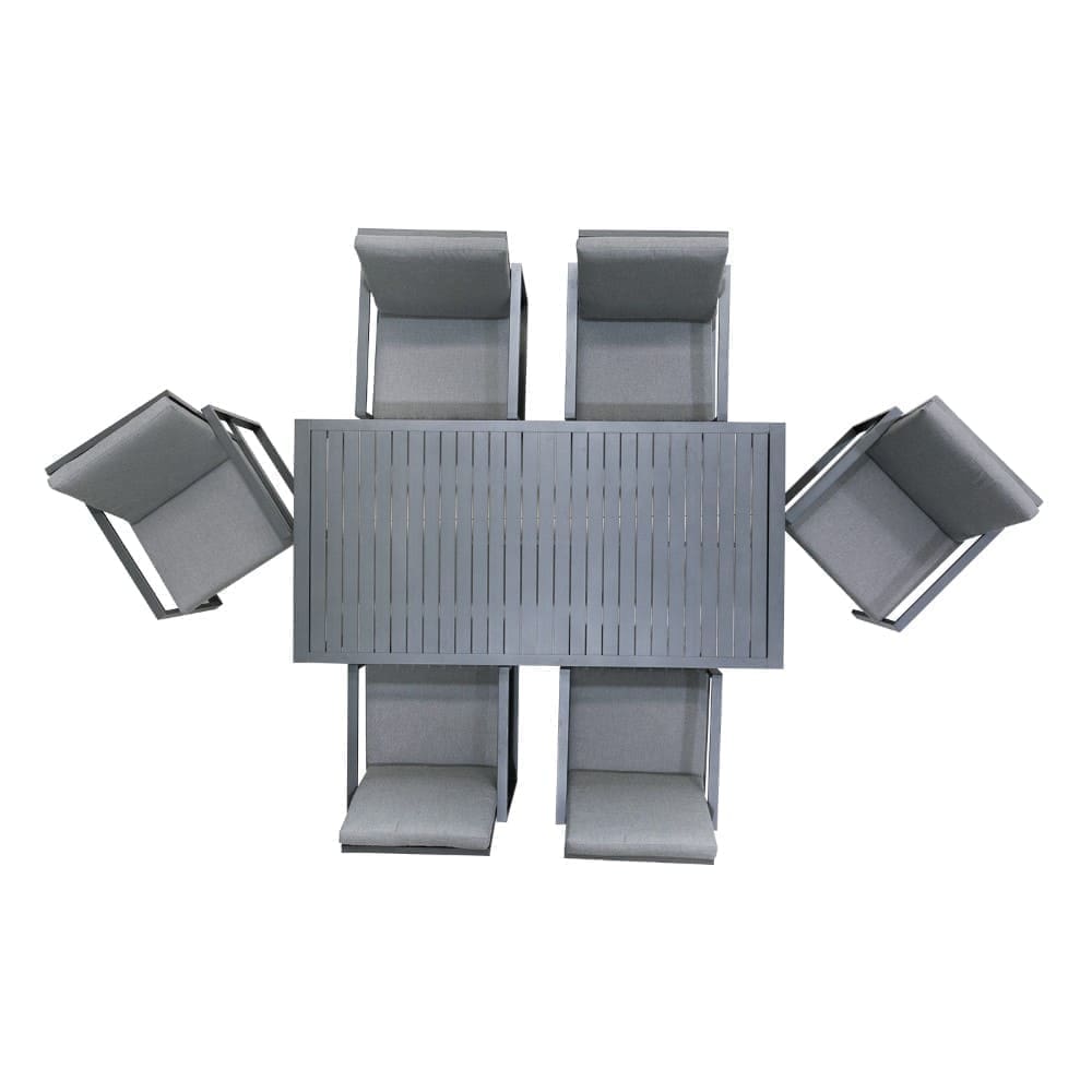 Amalfi 6 Seater Dining Set Charcoal Aerial VB