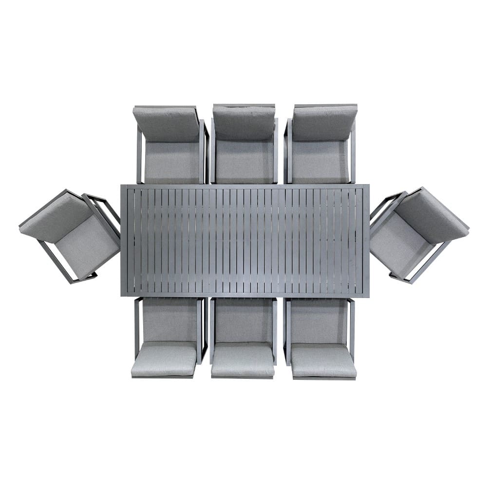 Amalfi 8 Seater Dining Set Charcoal Aerial VB