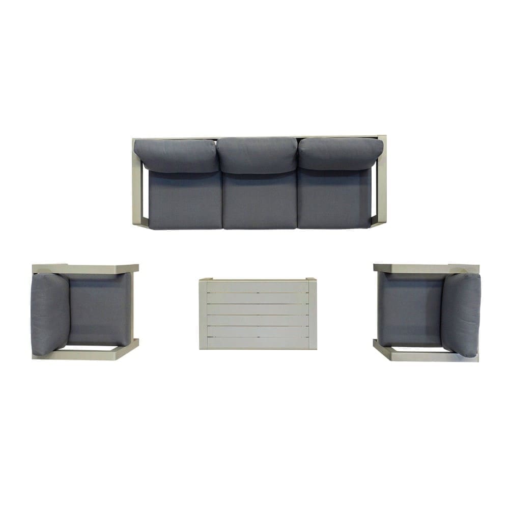 Berlin 4 Piece Lounge Sofa Set Grey Aerial VB