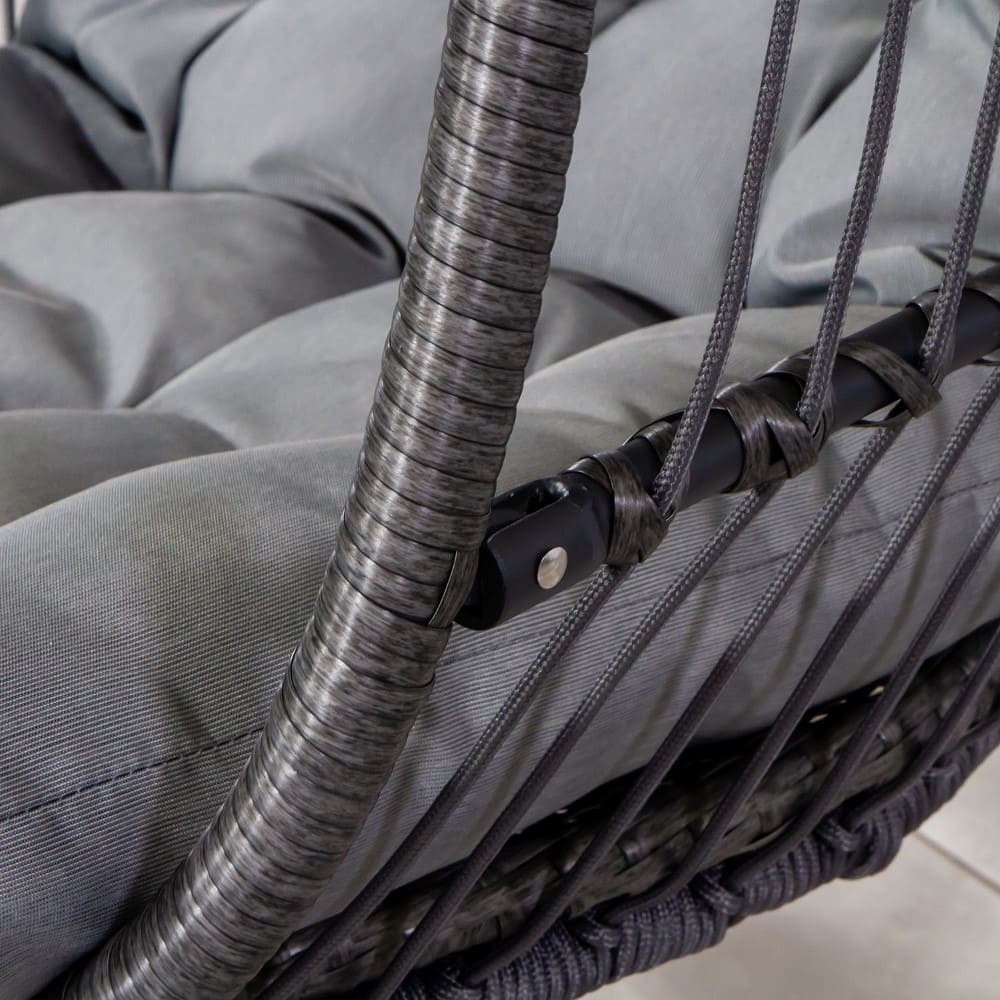 Georgia Rope Hanging Chair Grey Close Up 3 VB