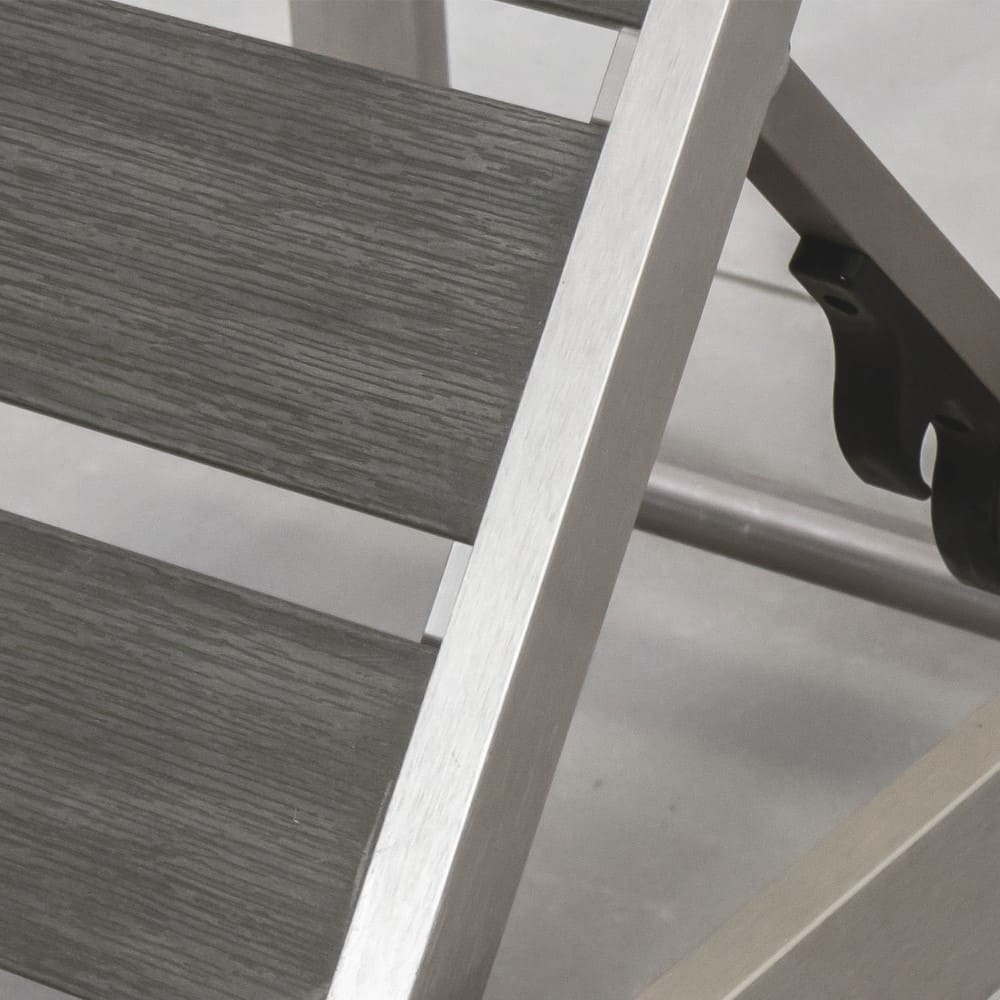 Mauna Brushed Aluminium Polywood Sun Lounger Grey Close Up 3 VB
