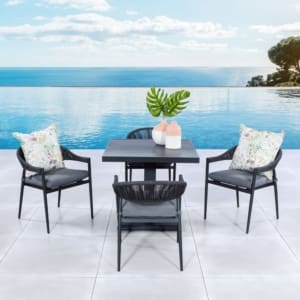 Palm Lifting 4 Seater Dining Set Charcoal Lifestyle VB