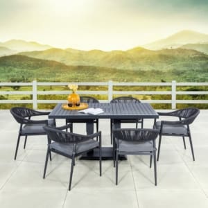 Palm Lifting 6 Seater Dining Set Charcoal Lifestyle VB