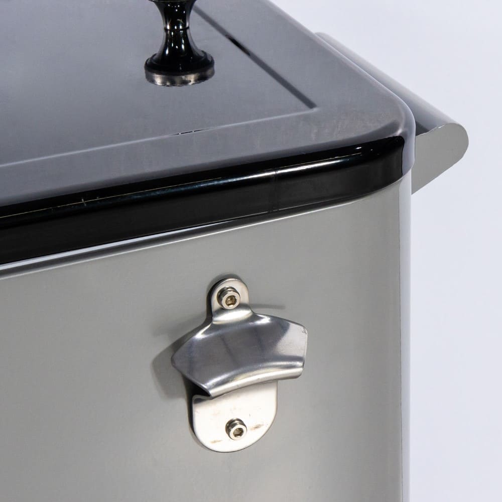 Steel Rolling Cooler Cart Grey Black Lifestyle Close Up 4 VB