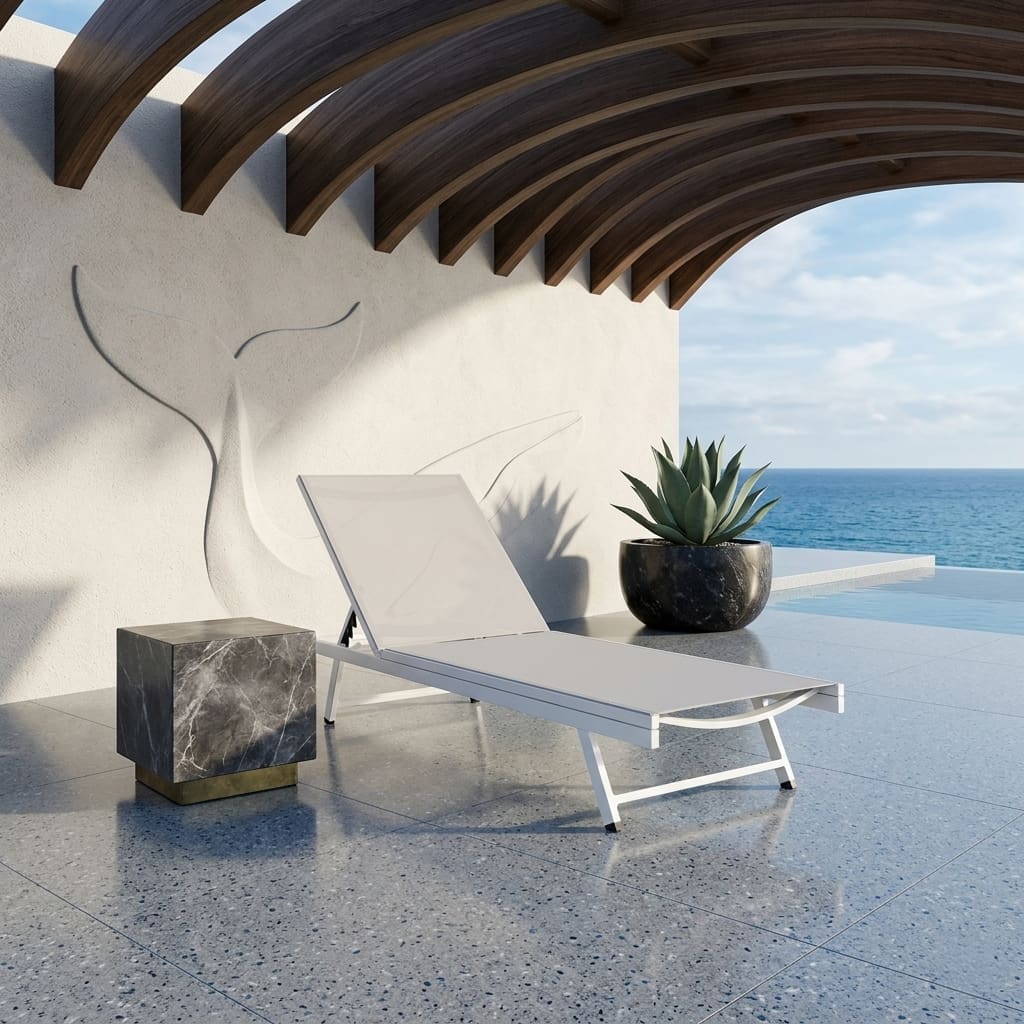 Lourosa Sun Lounger (White & Light Grey)