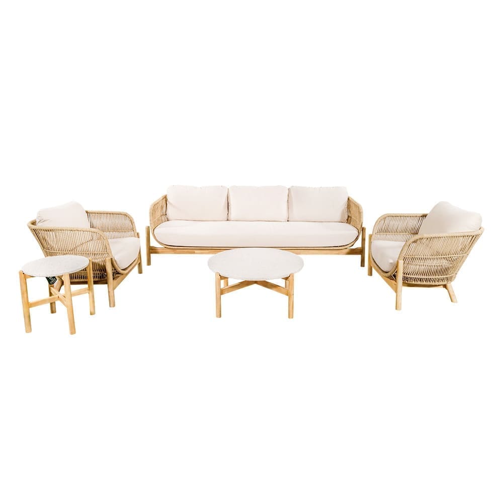 Burford Acacia Wood Rope 5 Piece Lounge Sofa Set VB B