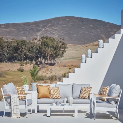 Hamburg 5-Piece Lounge Sofa Set White & Light Grey