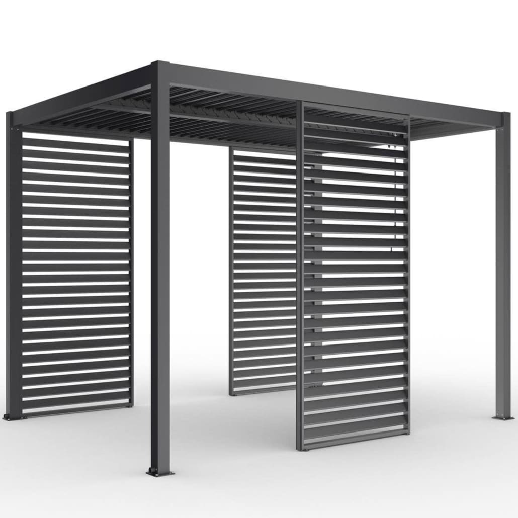 Louvers Wall Charcoal (90cmx218cm) (300cm Side) For Hammond Pergola