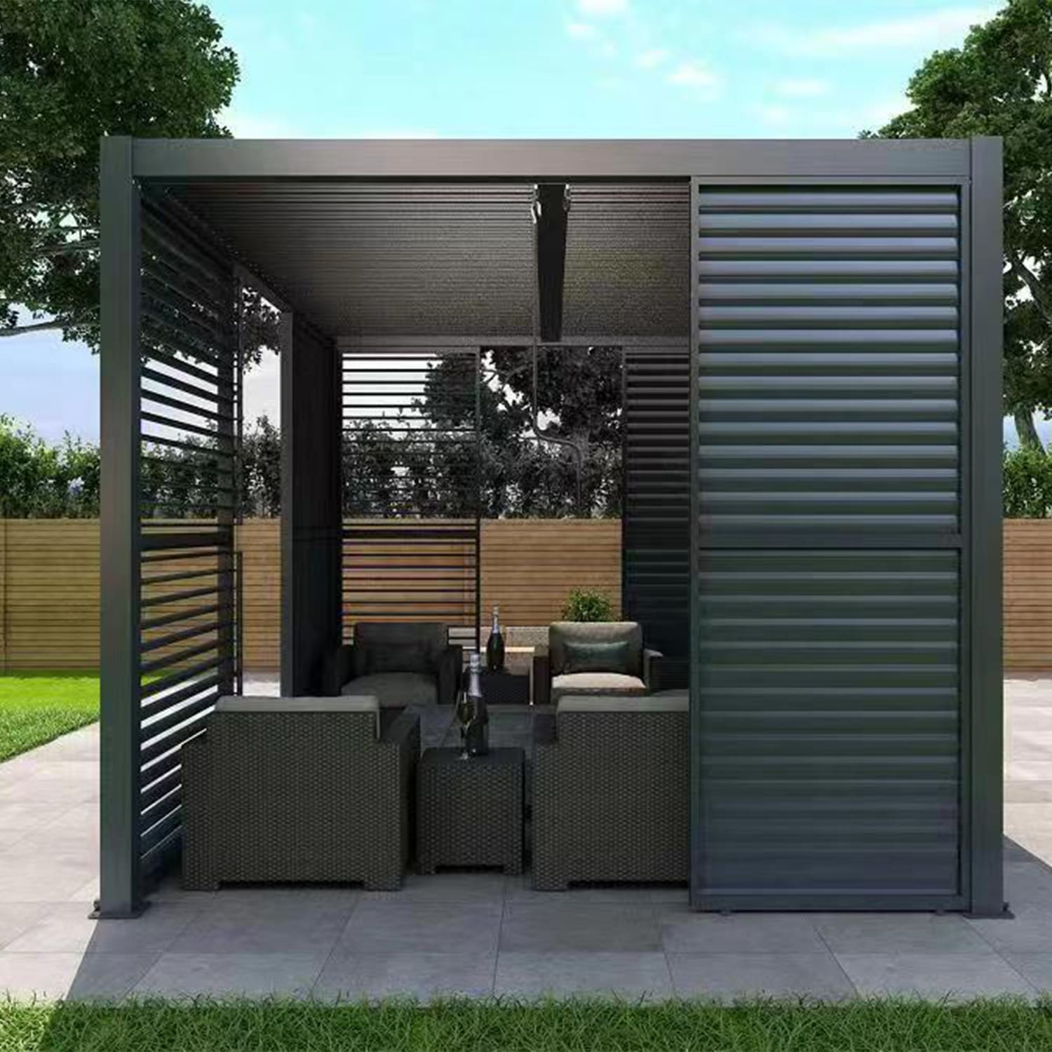 Hammond Pergola Louvers Wall Charcoal I