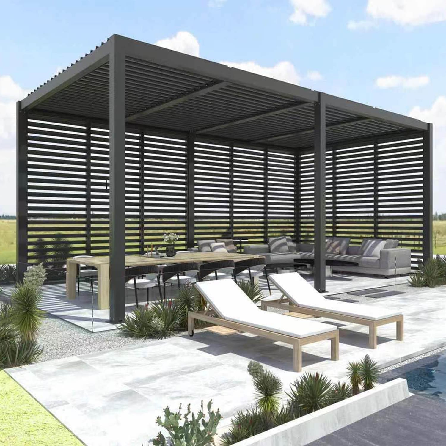 Hammond Pergola Louvers Wall Charcoal K