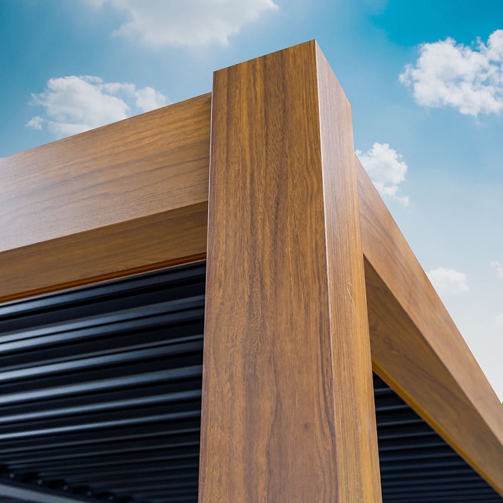 Hammond Pergola Wooden Finish Close Up VB