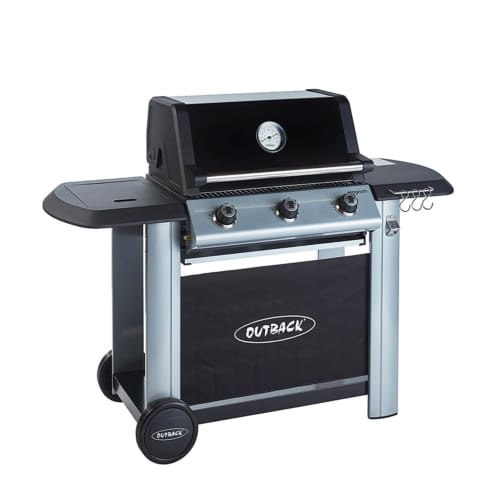 Outback Magnum 3 Burner Gas/Charcoal Hybrid Braai Black