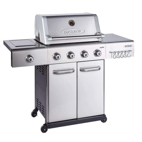 Outback Jupiter 4 Burner Gas/Charcoal Hybrid Braai Stainless Steel