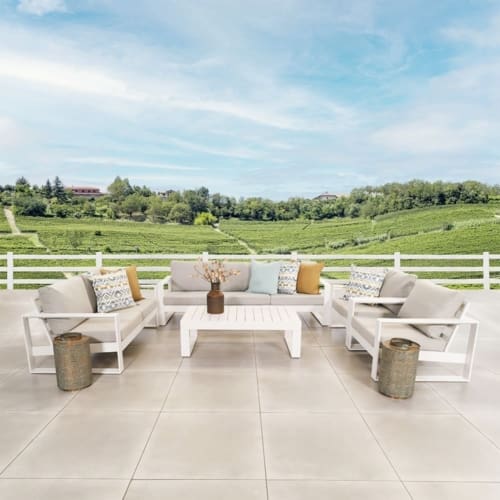 Palm 5-Piece Lounge Sofa Set White & Light Grey