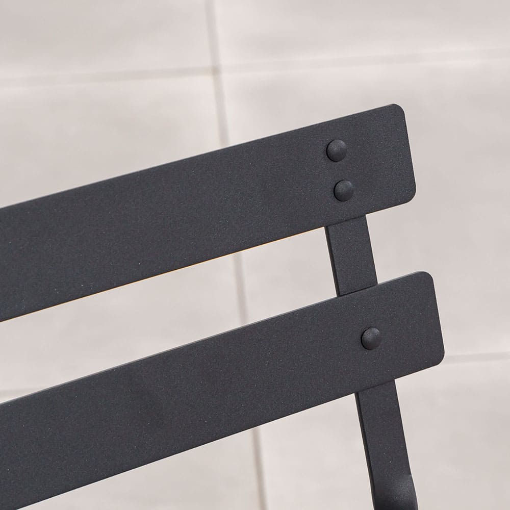 Michael Folding Bistro Chair Charcoal Matt Finish Close Up 3 VB