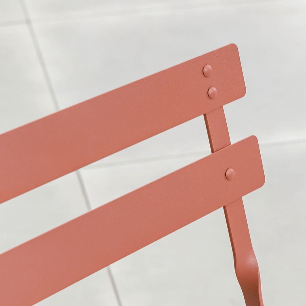 Michael Folding Bistro Chair Salmon Matt Finish Close Up 2 VB