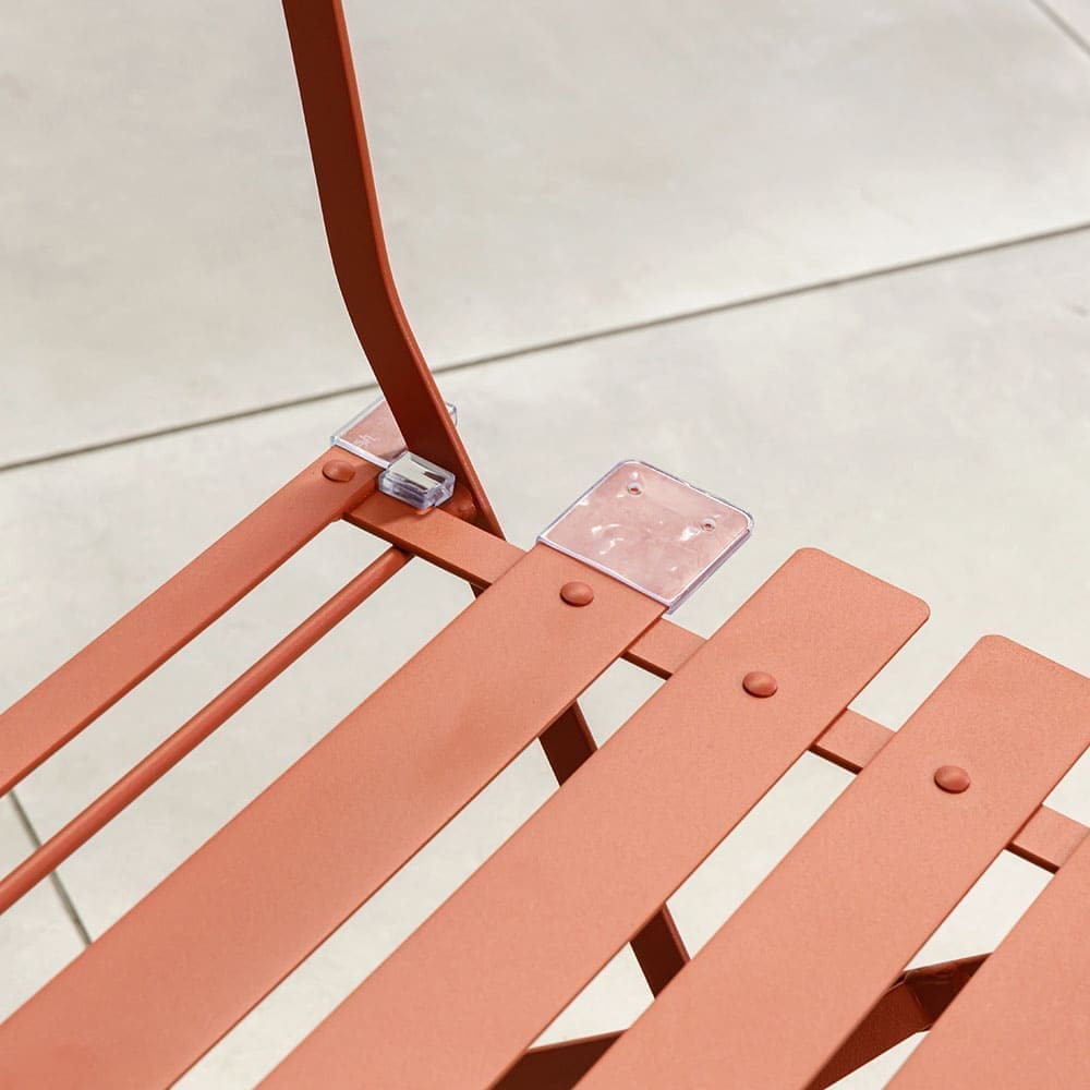 Michael Folding Bistro Chair Salmon Matt Finish Close Up 3 VB