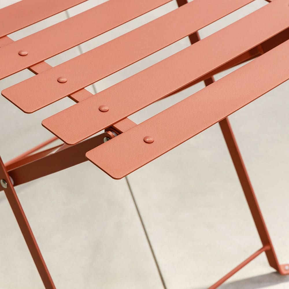 Michael Folding Bistro Chair Salmon Matt Finish Close Up VB