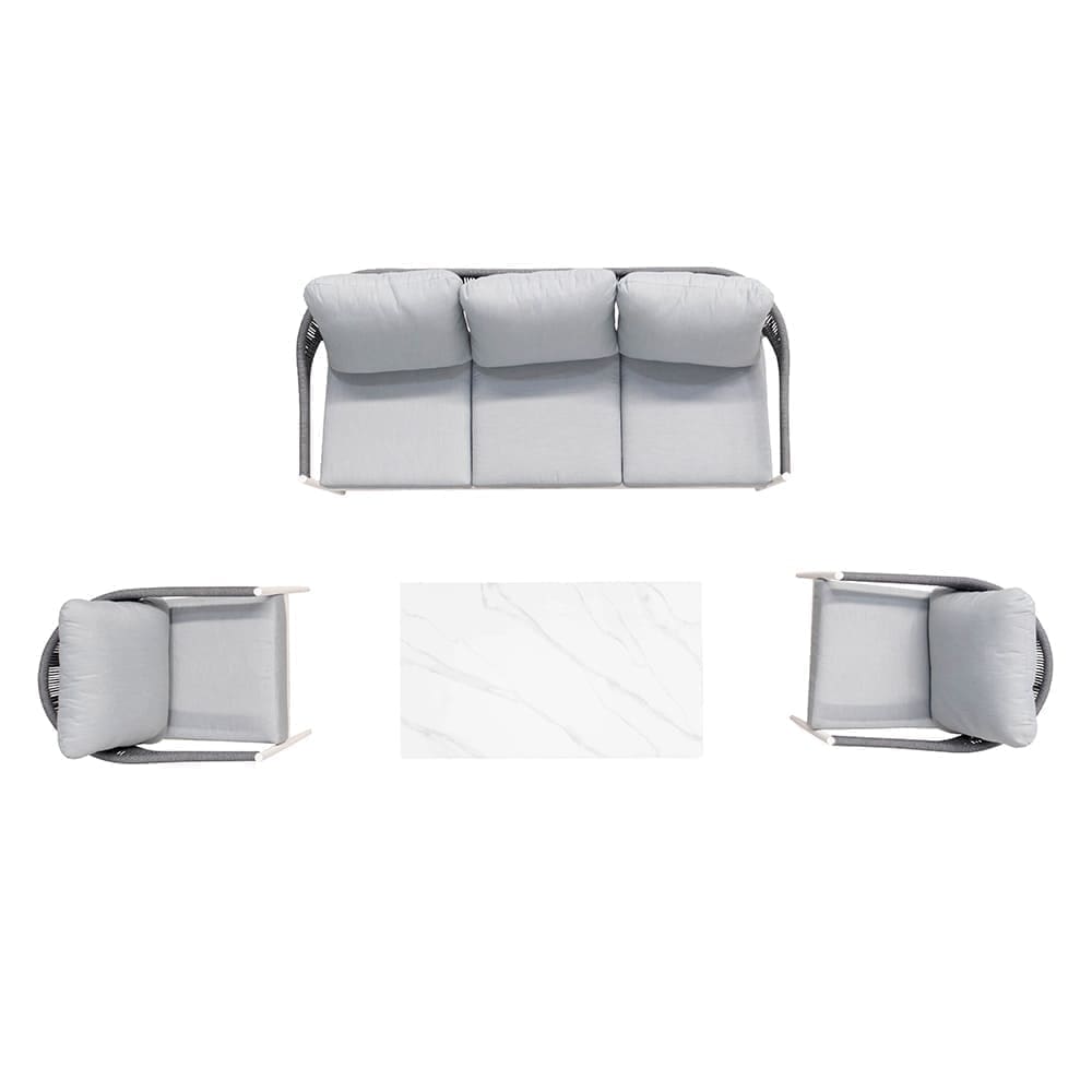 Andrew 4 Piece Lounge Sofa Set White Grey Aerial VB