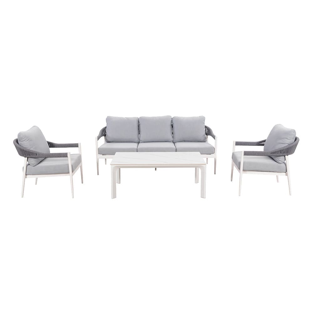 Andrew 4 Piece Lounge Sofa Set White Grey VB
