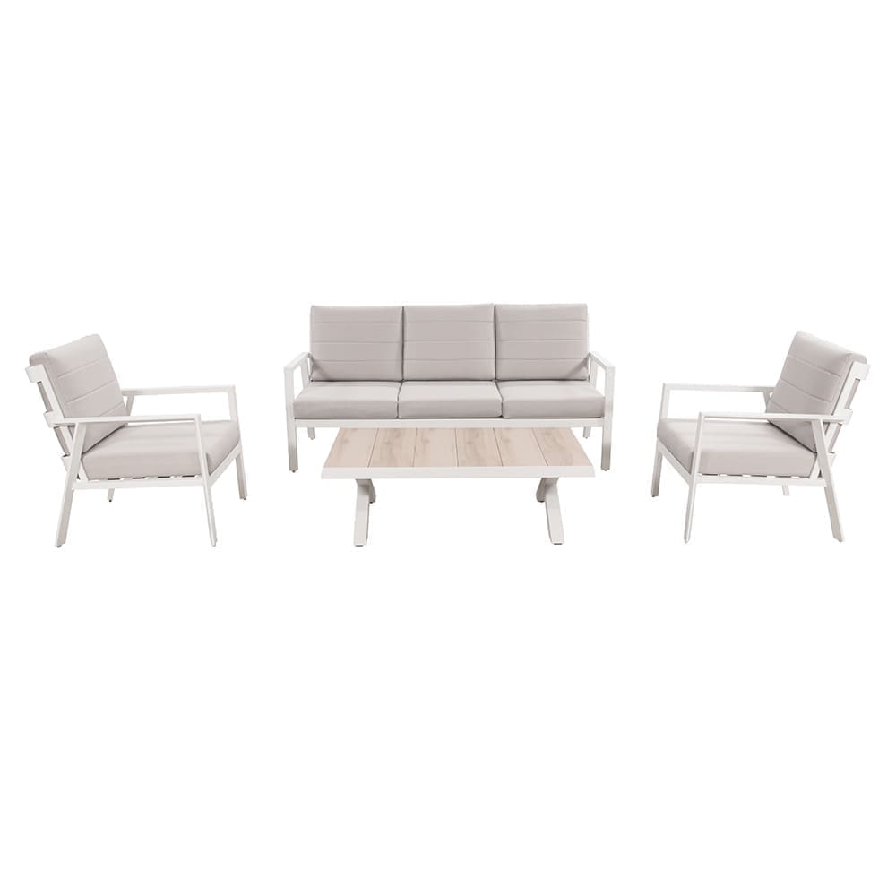 Tuscany 4 Piece Lounge Sofa Set White Light Grey VB