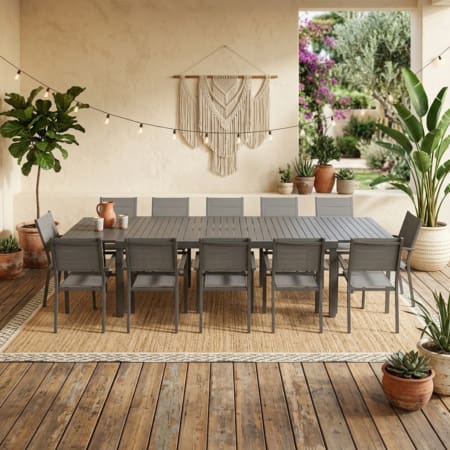 Bon 12 Seater Dining Set Charcoal