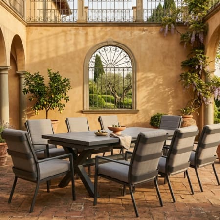 Tuscany 8 Seater Dining Set Charcoal