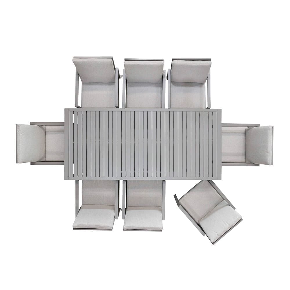 George 8 Seater Dining Set Grey & Beige Aerial (VB)