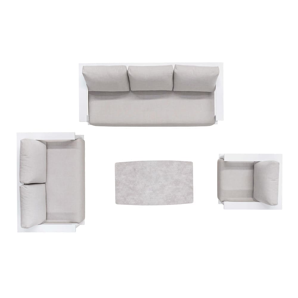 Hilton 4 Piece Lounge Sofa Set White & Light Grey Aerial (VB)