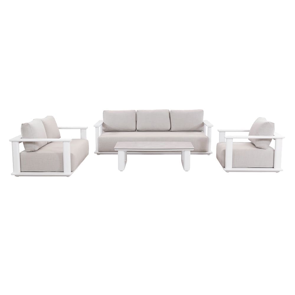 Hilton 4 Piece Lounge Sofa Set White & Light Grey (VB)