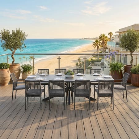 Boat 10 Seater Dining Set Charcoal